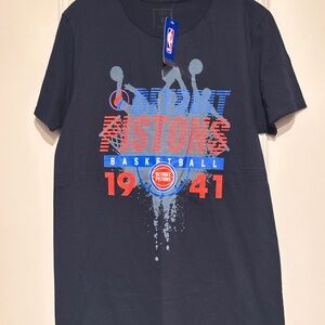 NBA Detroit Pistons Navy Blue Tee with Red & Blue Graphic